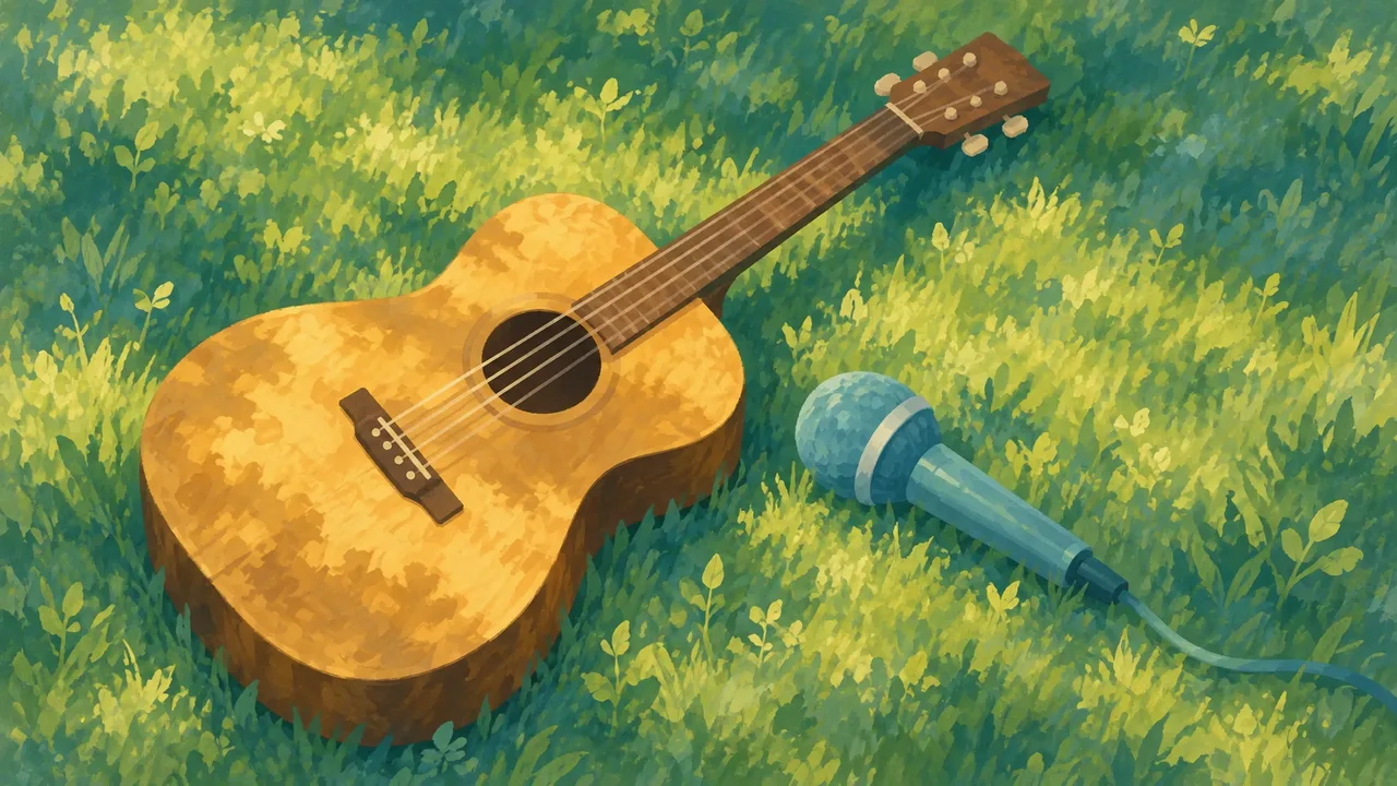Painterly homepage-style scene representing the shared function of Tunee and Makebestmusic.