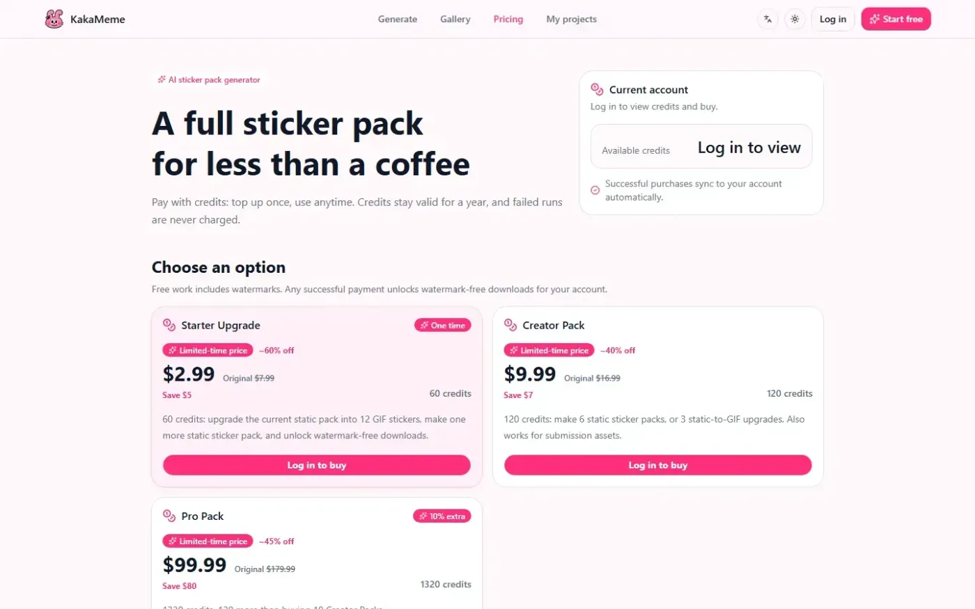 Kakameme — Pricing page