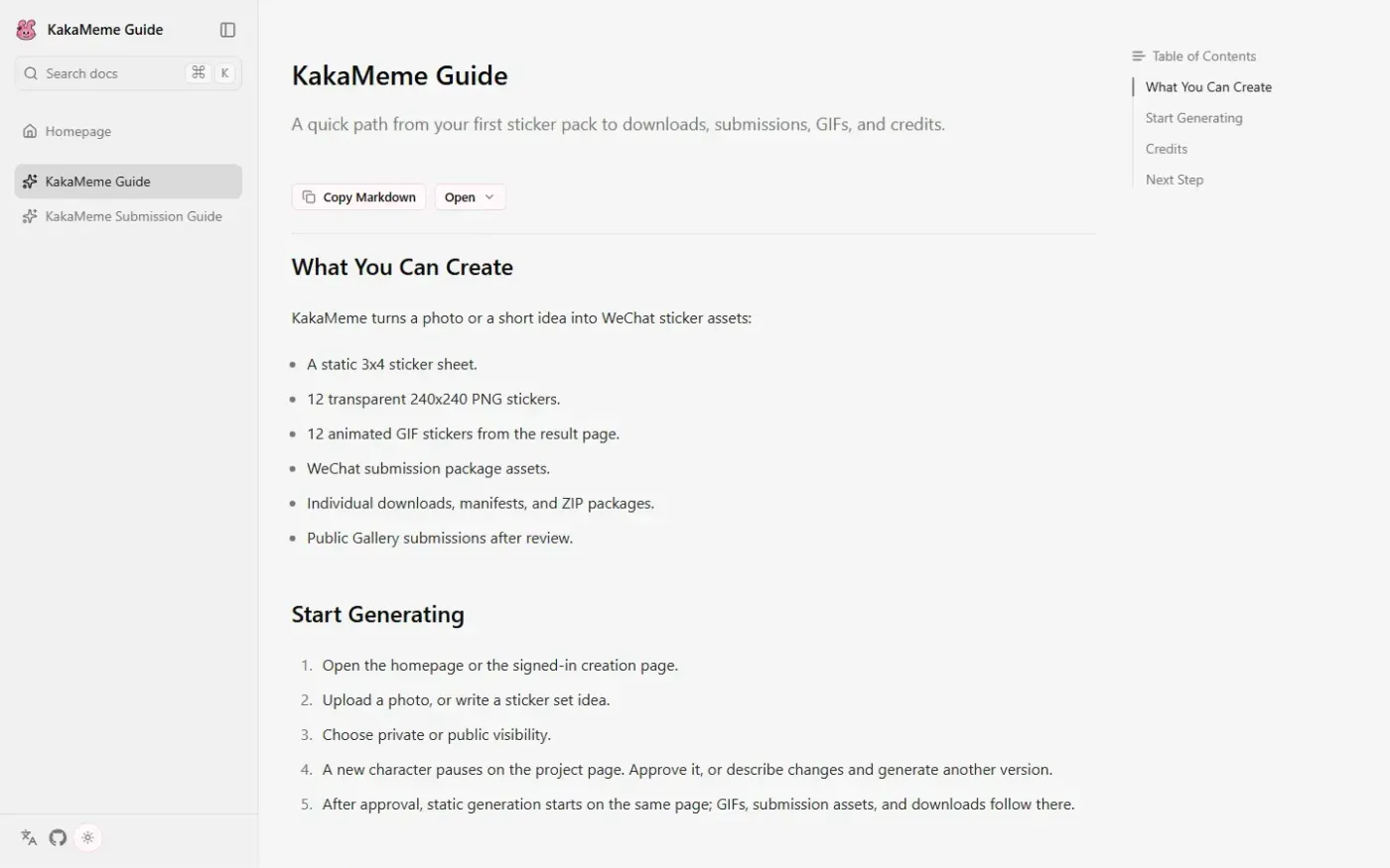 Kakameme — Docs page