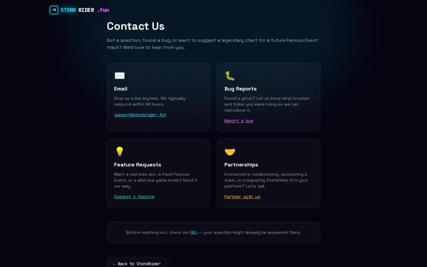 Stonkrider — Contact page