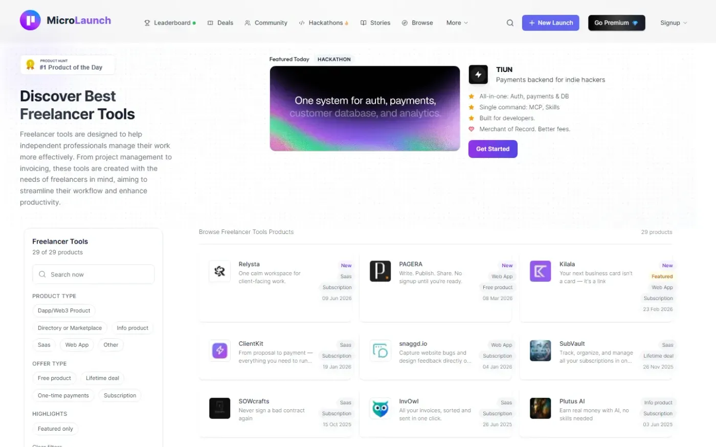 Microlaunch — Category page