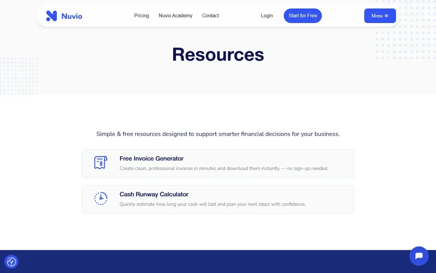 Nuvio — Resources page