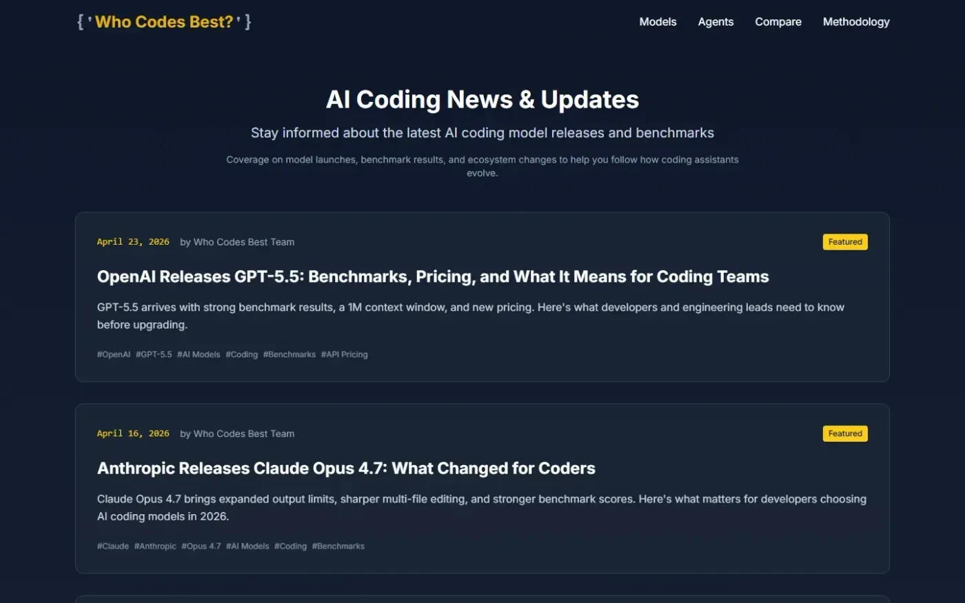 Whocodesbest — News page