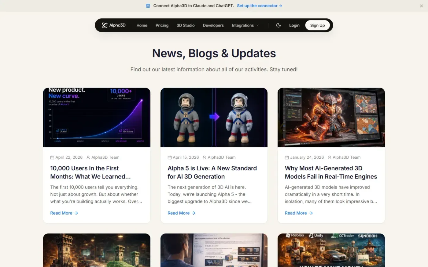 Alpha3d — News page