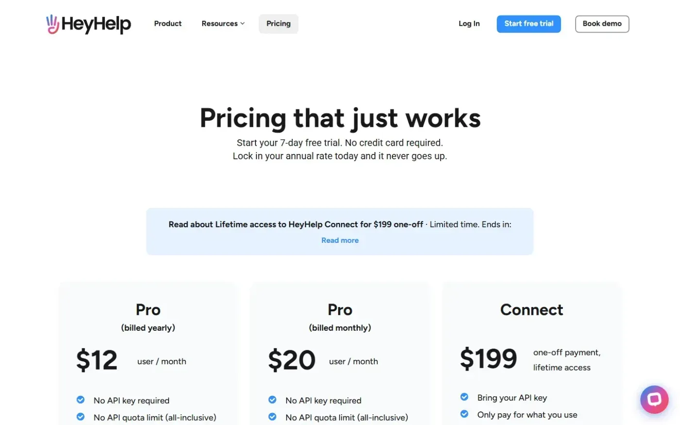 Heyhelp — Pricing page