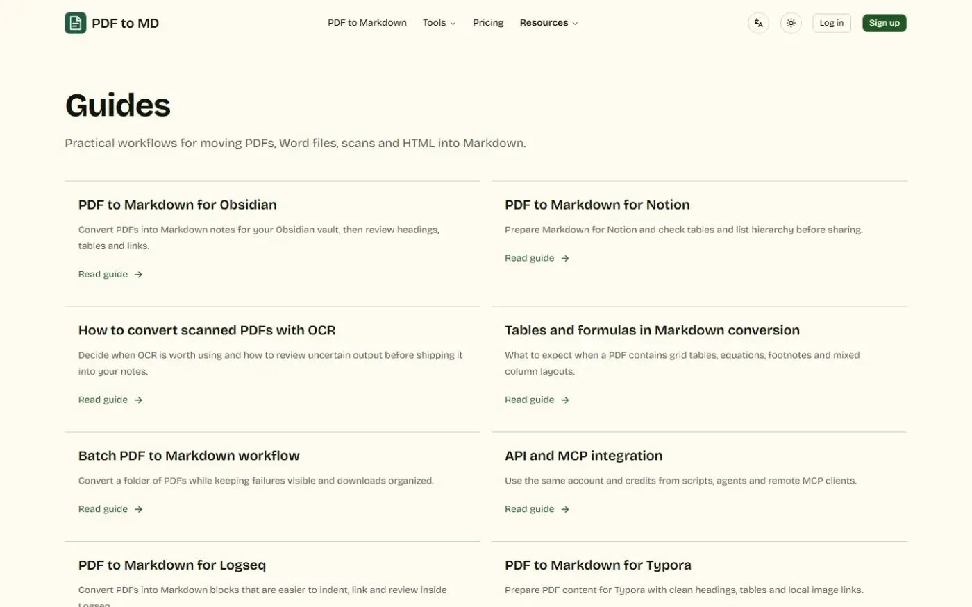 Pdf To Md — Guides page