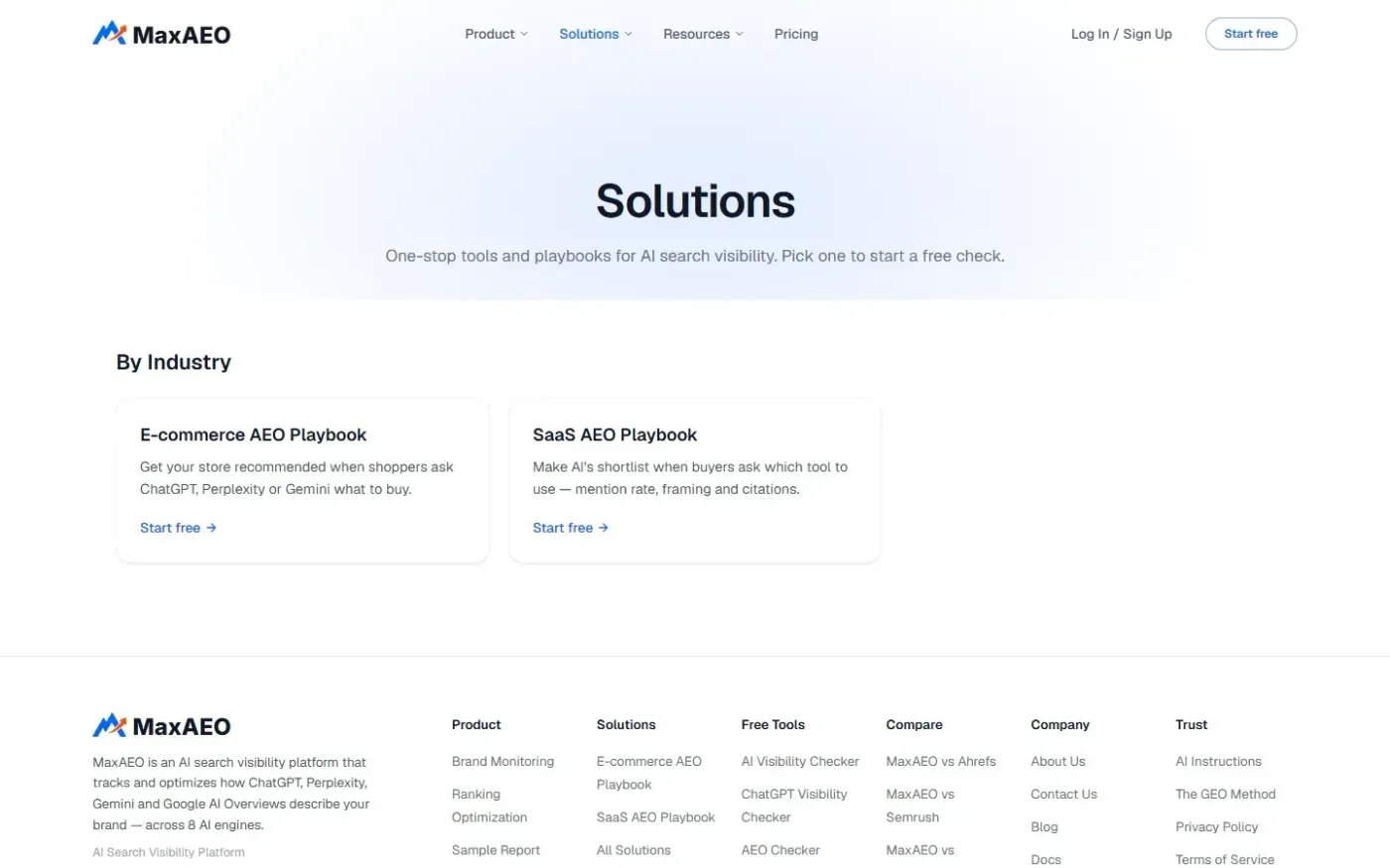 Maxaeo — Solutions page
