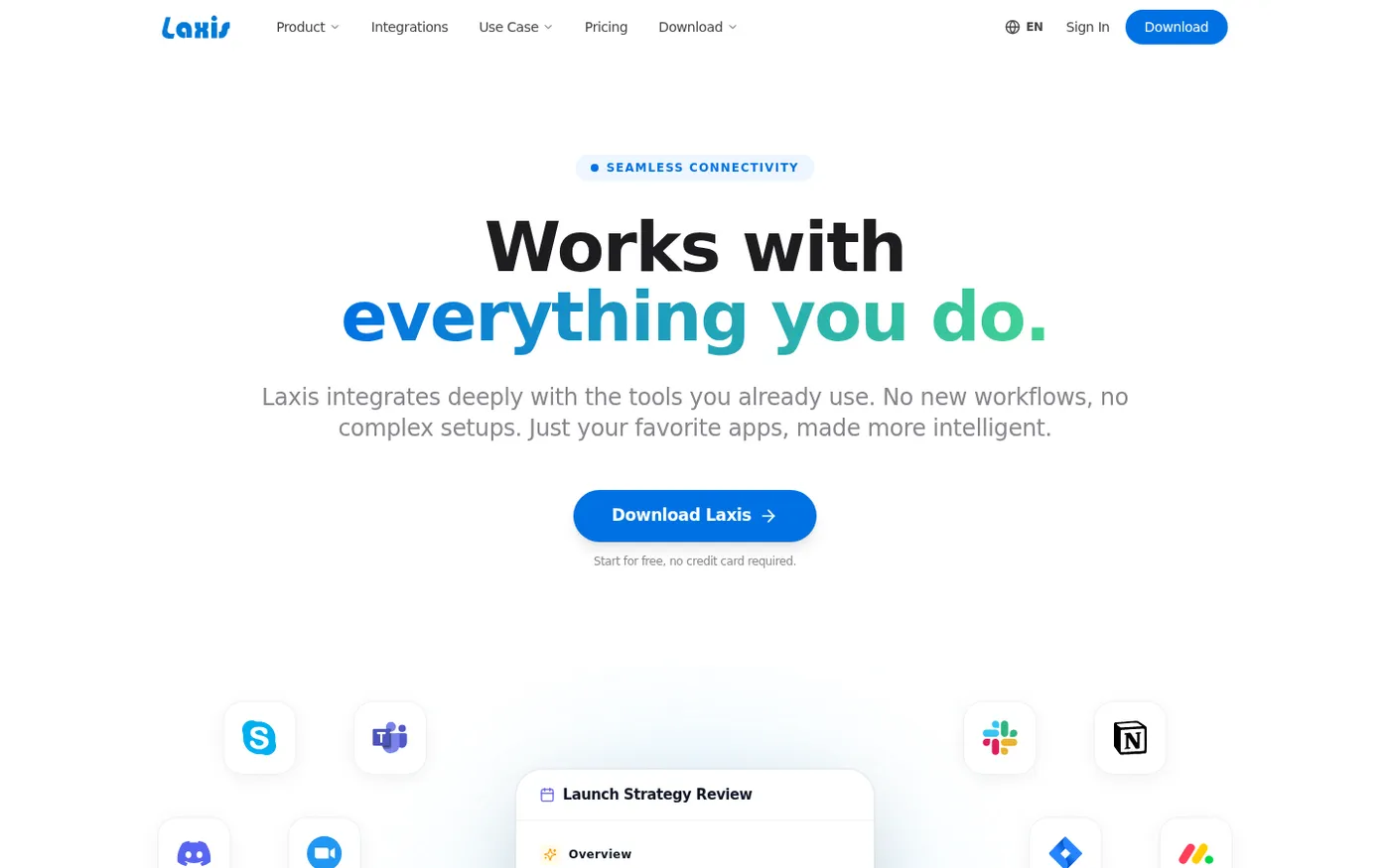 Laxis — Make meeting notes awesome, type 4x faster, translate live — Integrations page