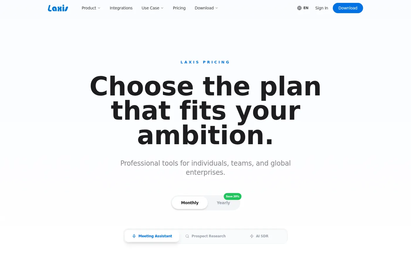 Laxis — Make meeting notes awesome, type 4x faster, translate live — Pricing page