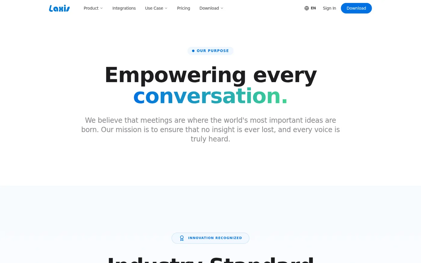 Laxis — Make meeting notes awesome, type 4x faster, translate live — About us page