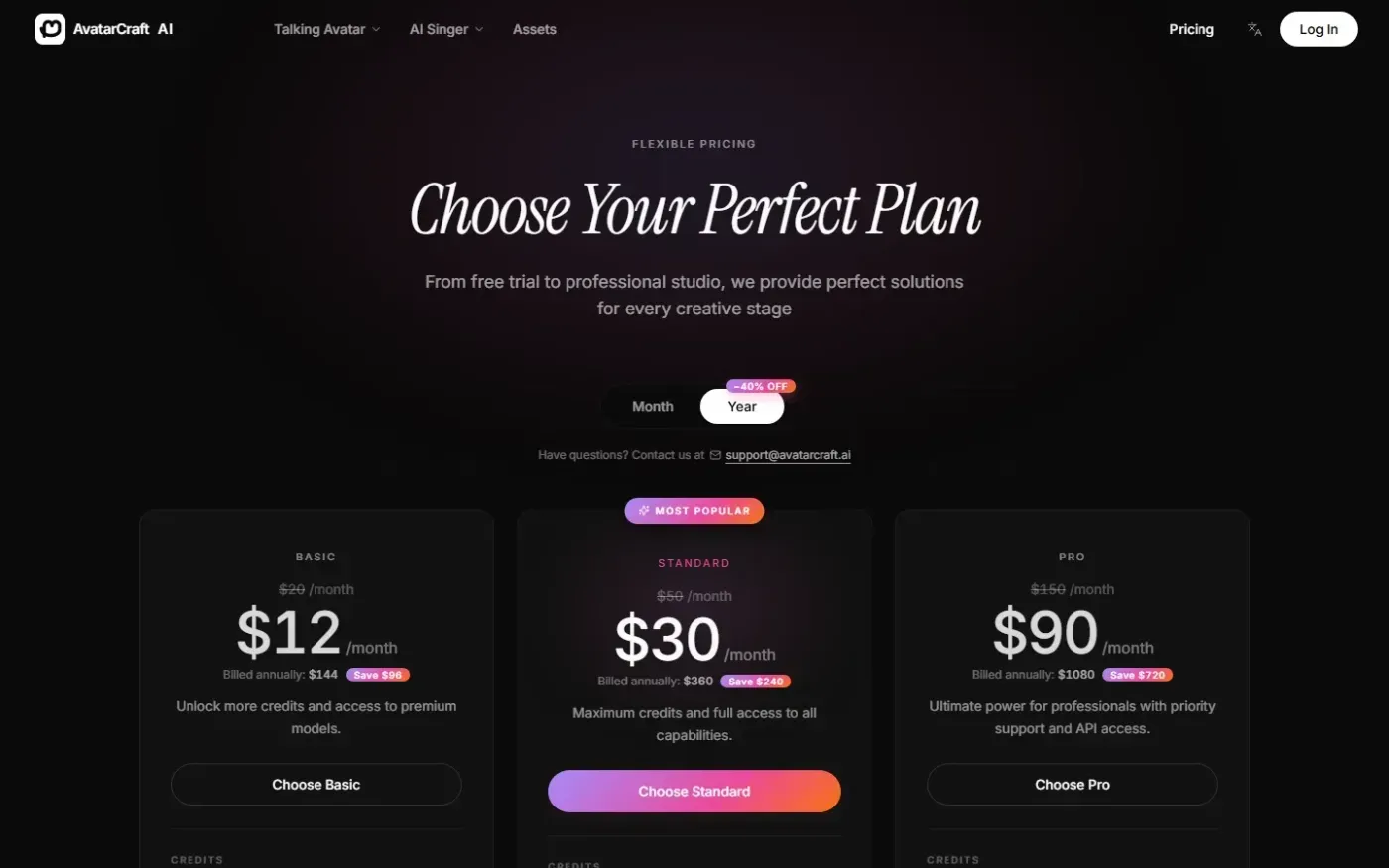 Avatarcraft — Pricing page