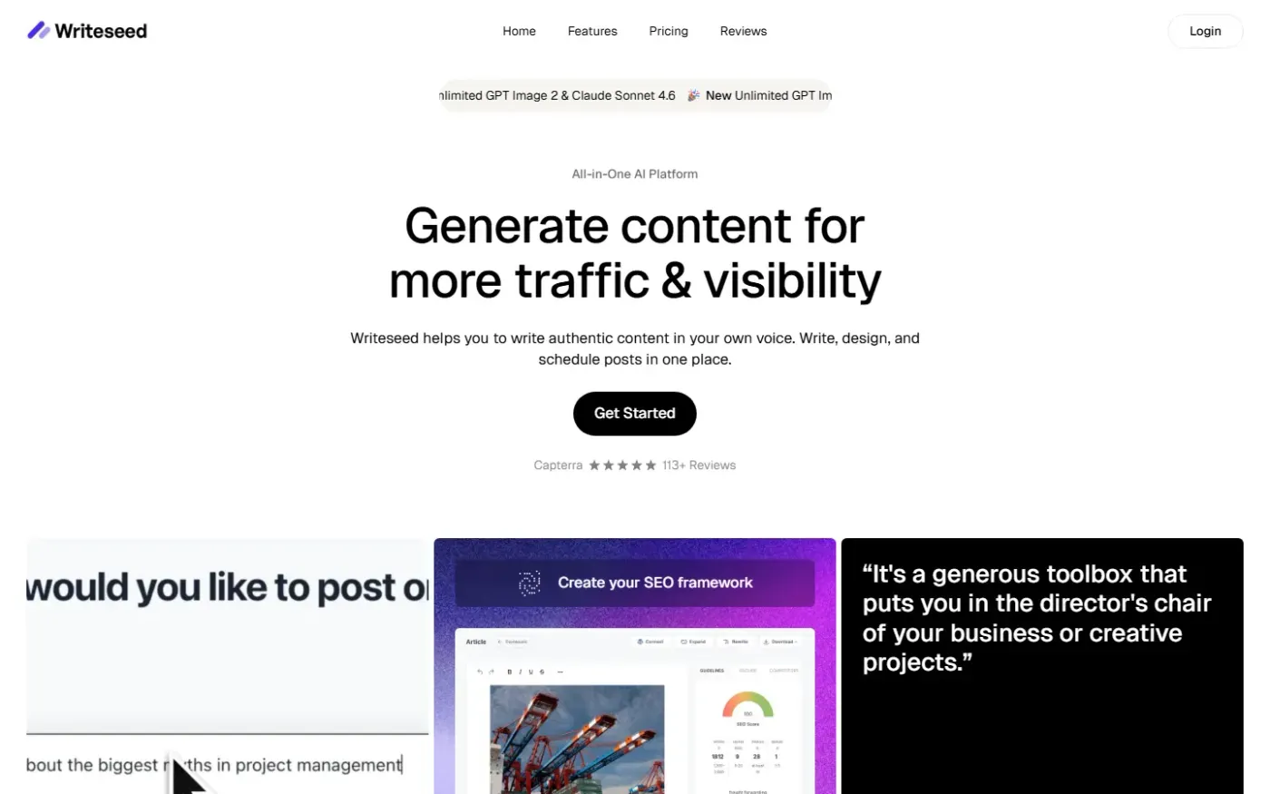 Writeseed — Index page