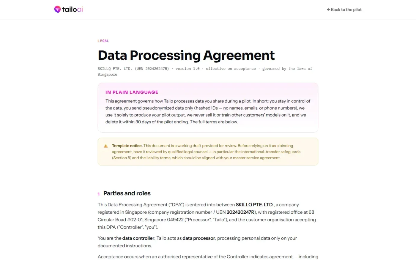 Tailoai — Dpa page