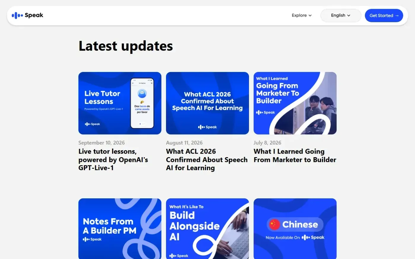 Speak — Blog page