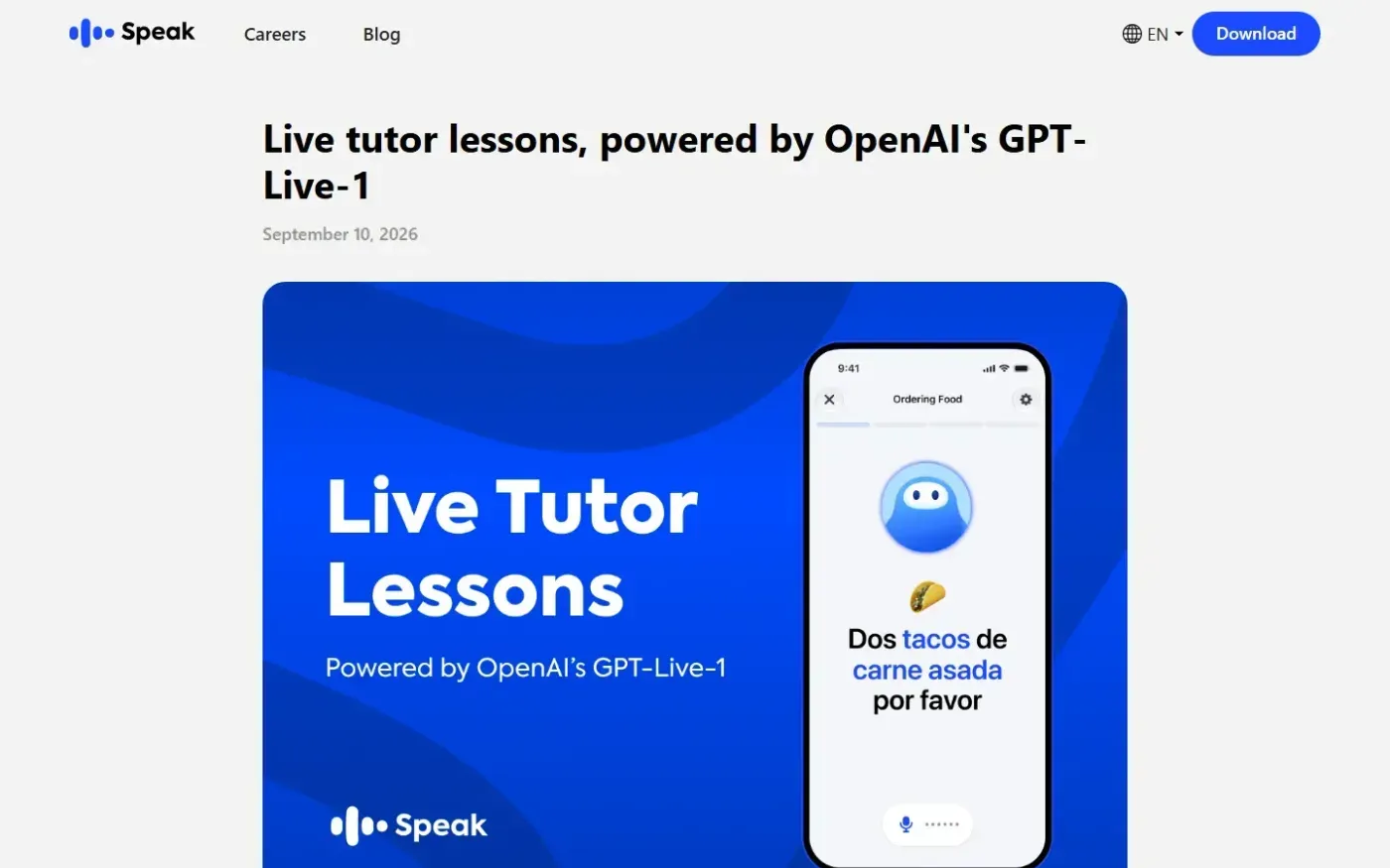 Speak — Blog page