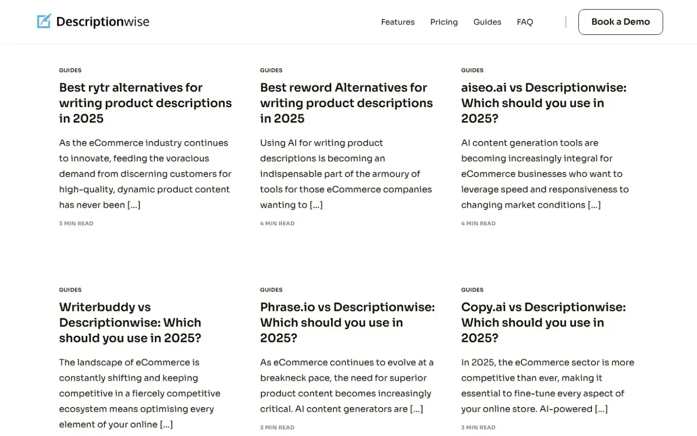 Descriptionwise — Guides page