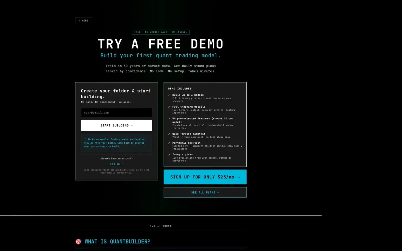 Quant-Builder.ai — Learn page