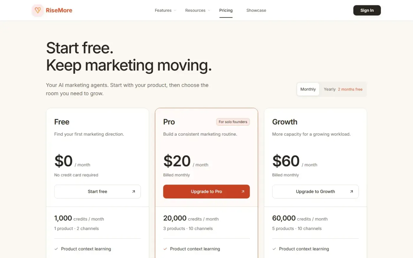 Vibecom — Pricing page