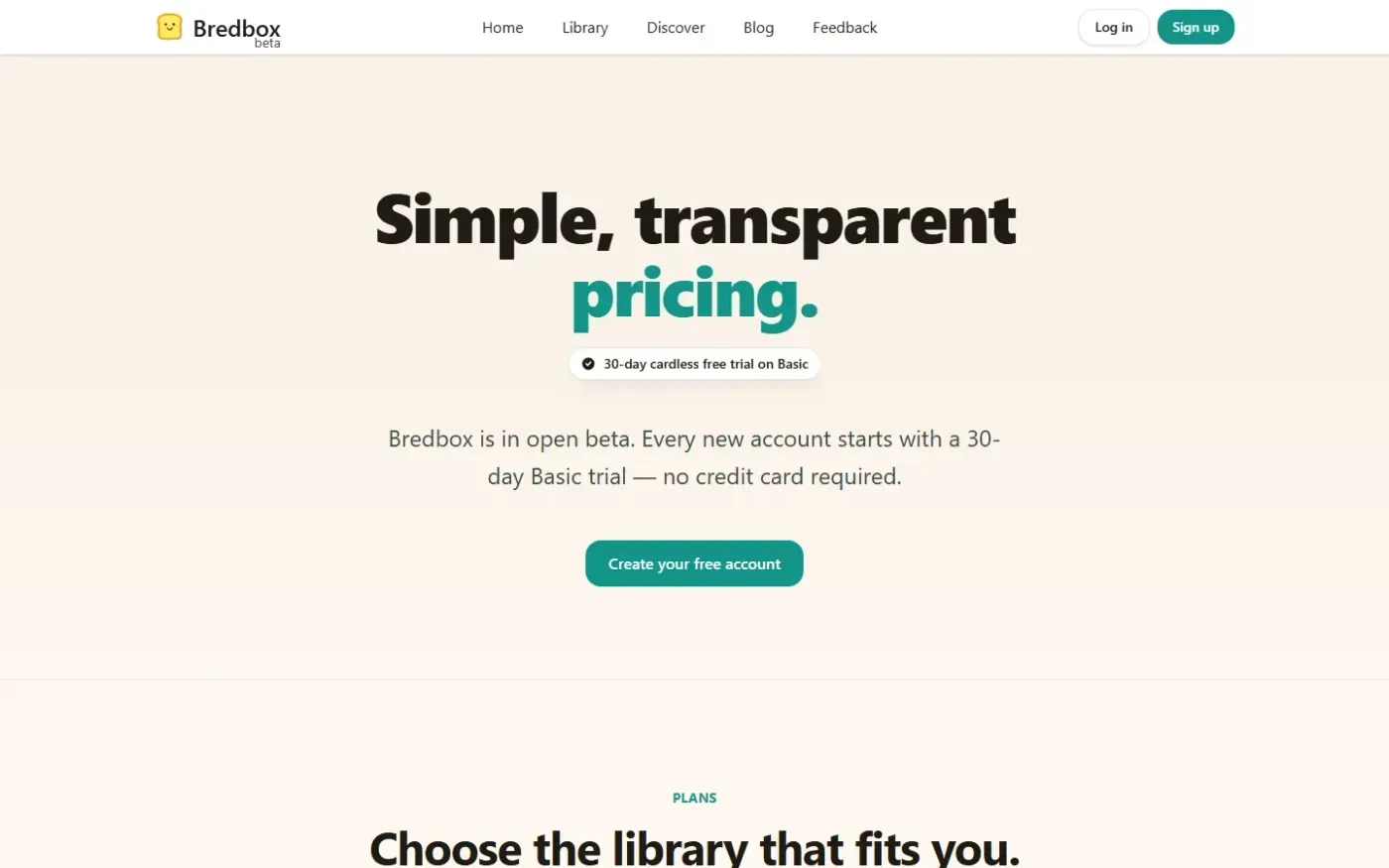 Bredbox — Pricing page