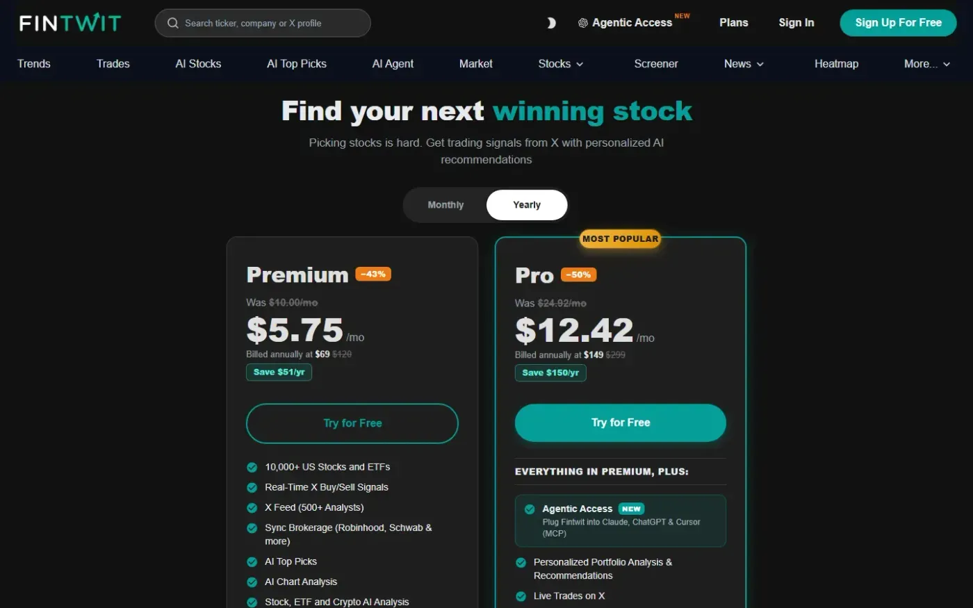 Fintwit — Plans page