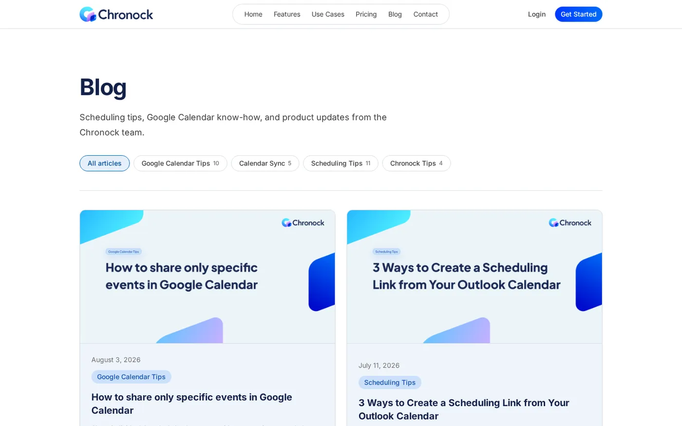 Chronock — Scheduling and calendar sync, all in one — Blog page