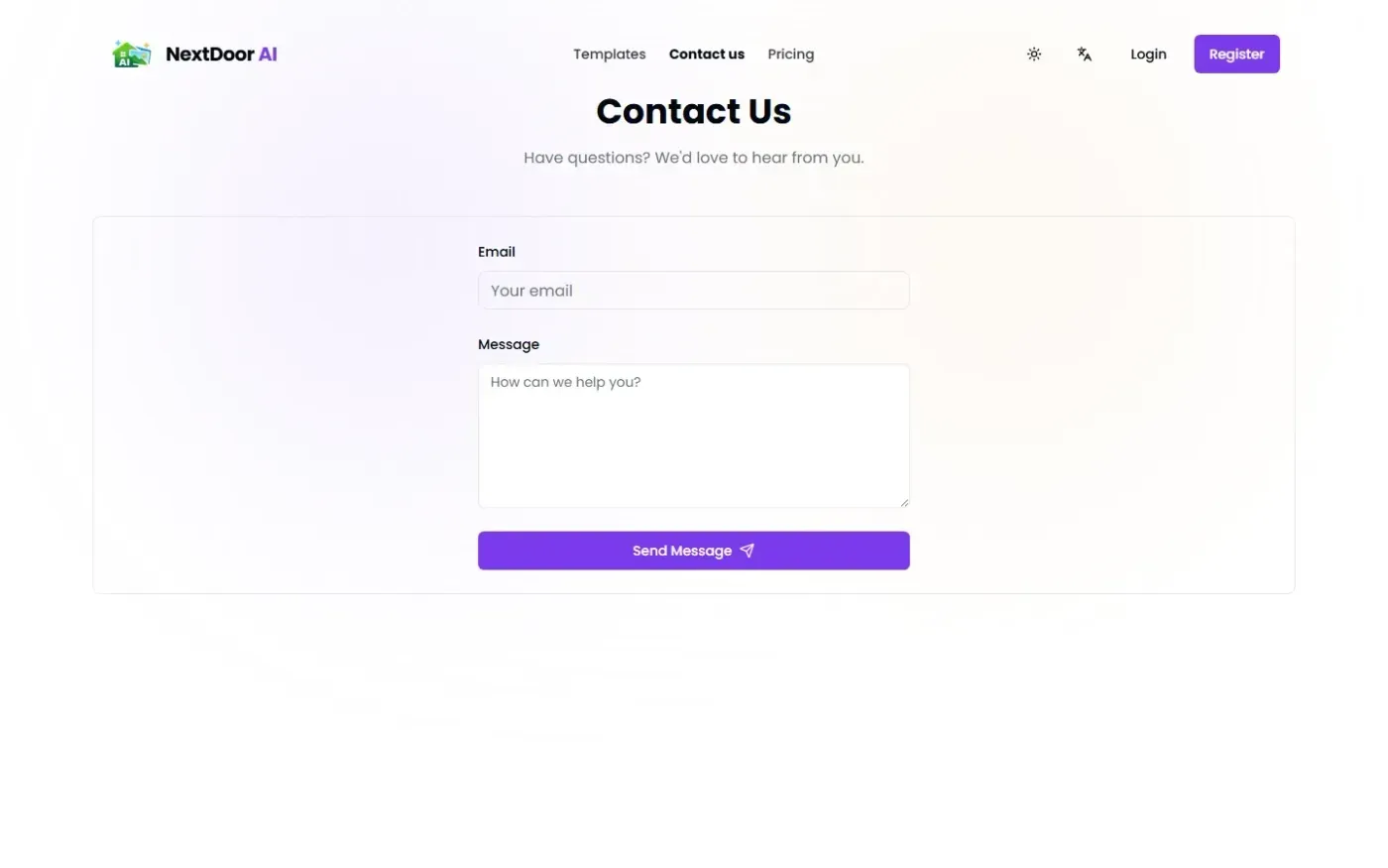 Nextdoor-ai — Contact page