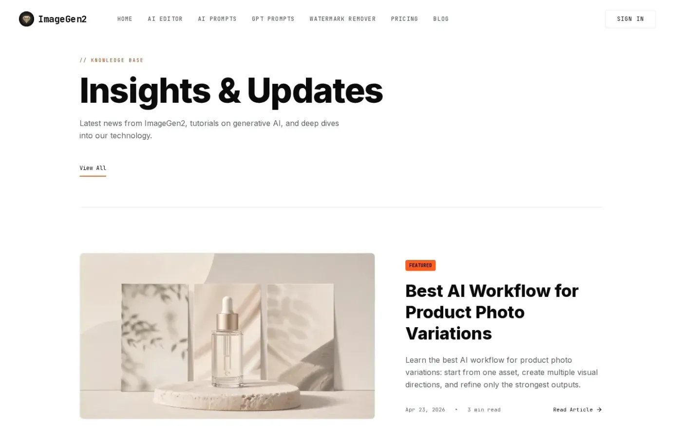 Imagegen2 — Blog page