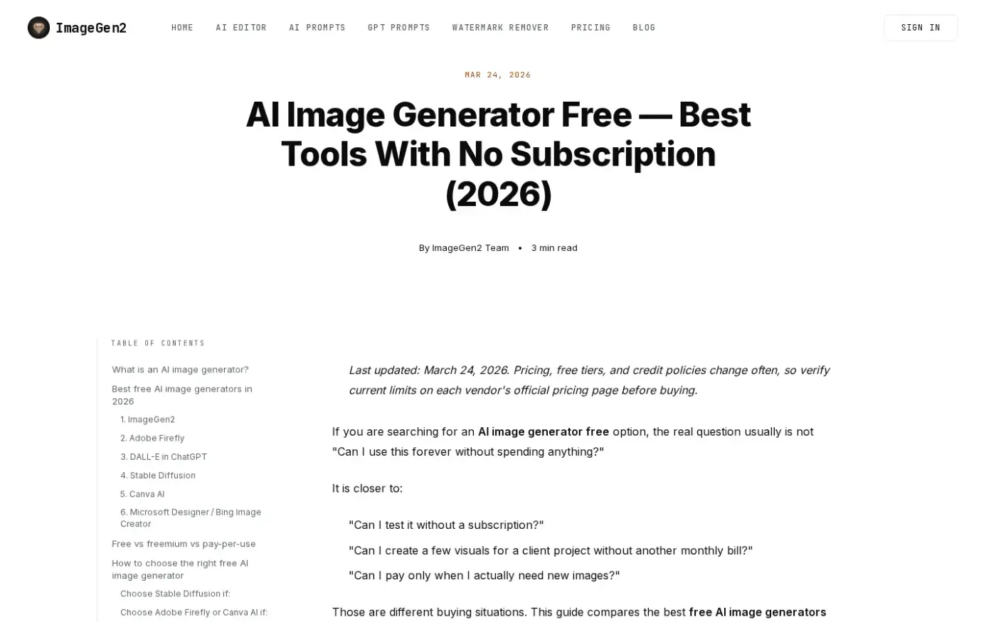 Imagegen2 — Blog page