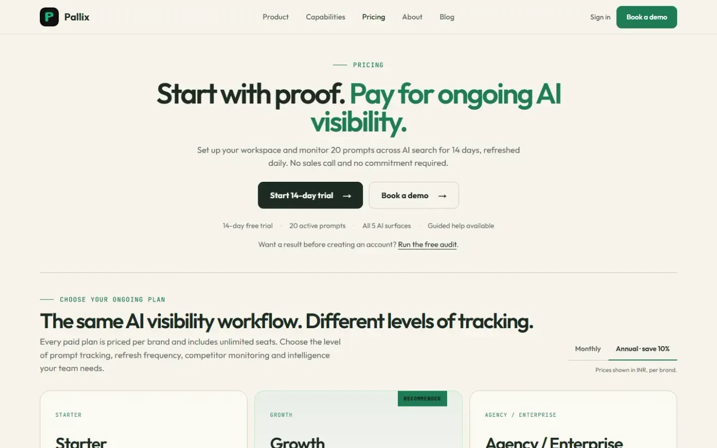 Pallix — Pricing page