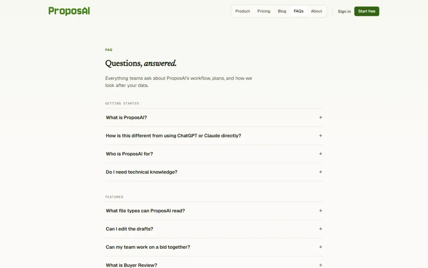 Proposai — Faq page