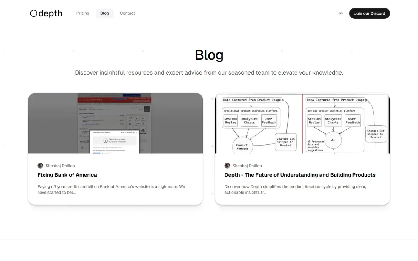 Depth — Blog page