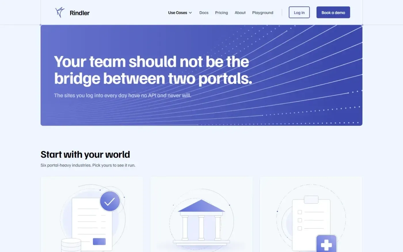 Rindler — Automate the web work your team does by hand — Use cases page