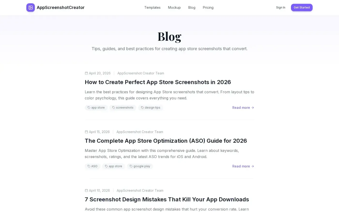 Appscreenshotcreator — Blog page