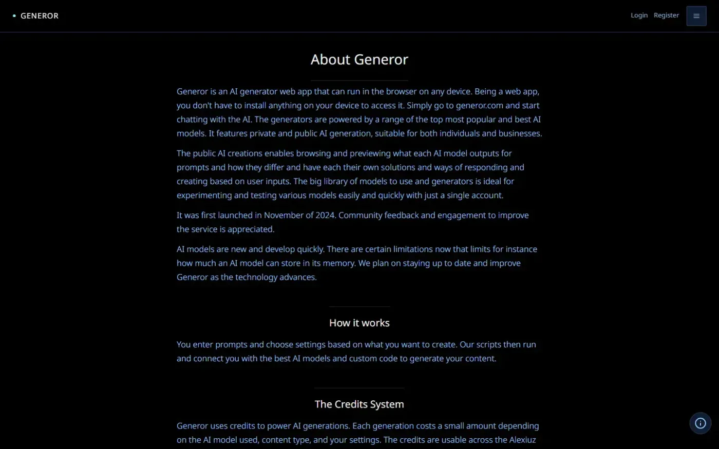 Generor — About page