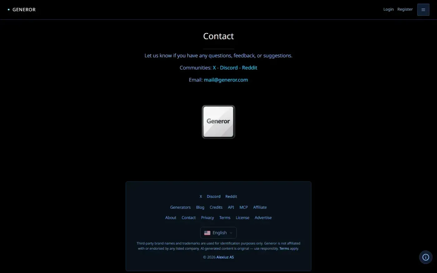 Generor — Contact page