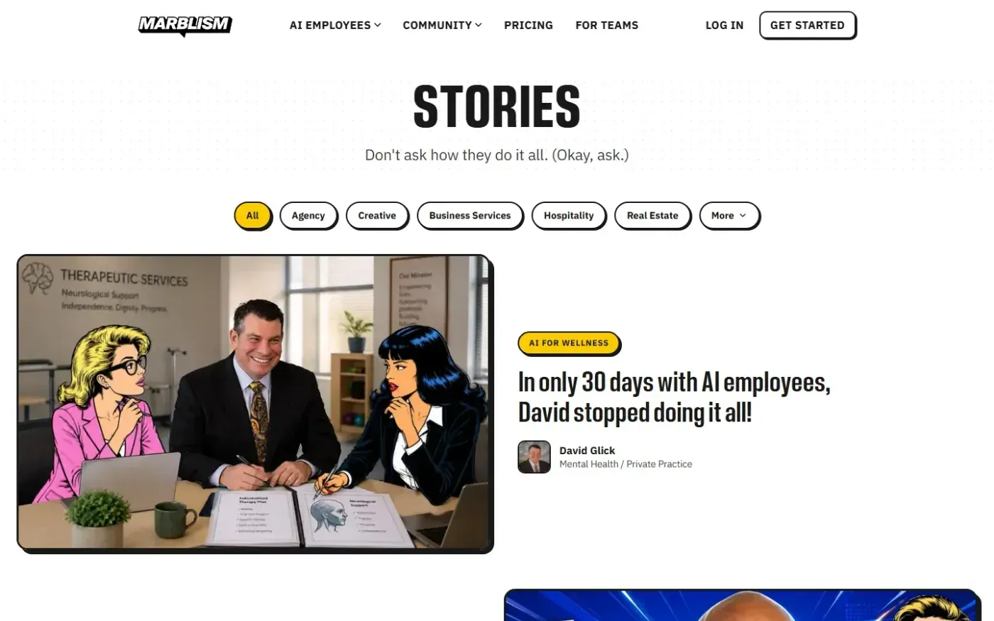 Marblism — Stories page
