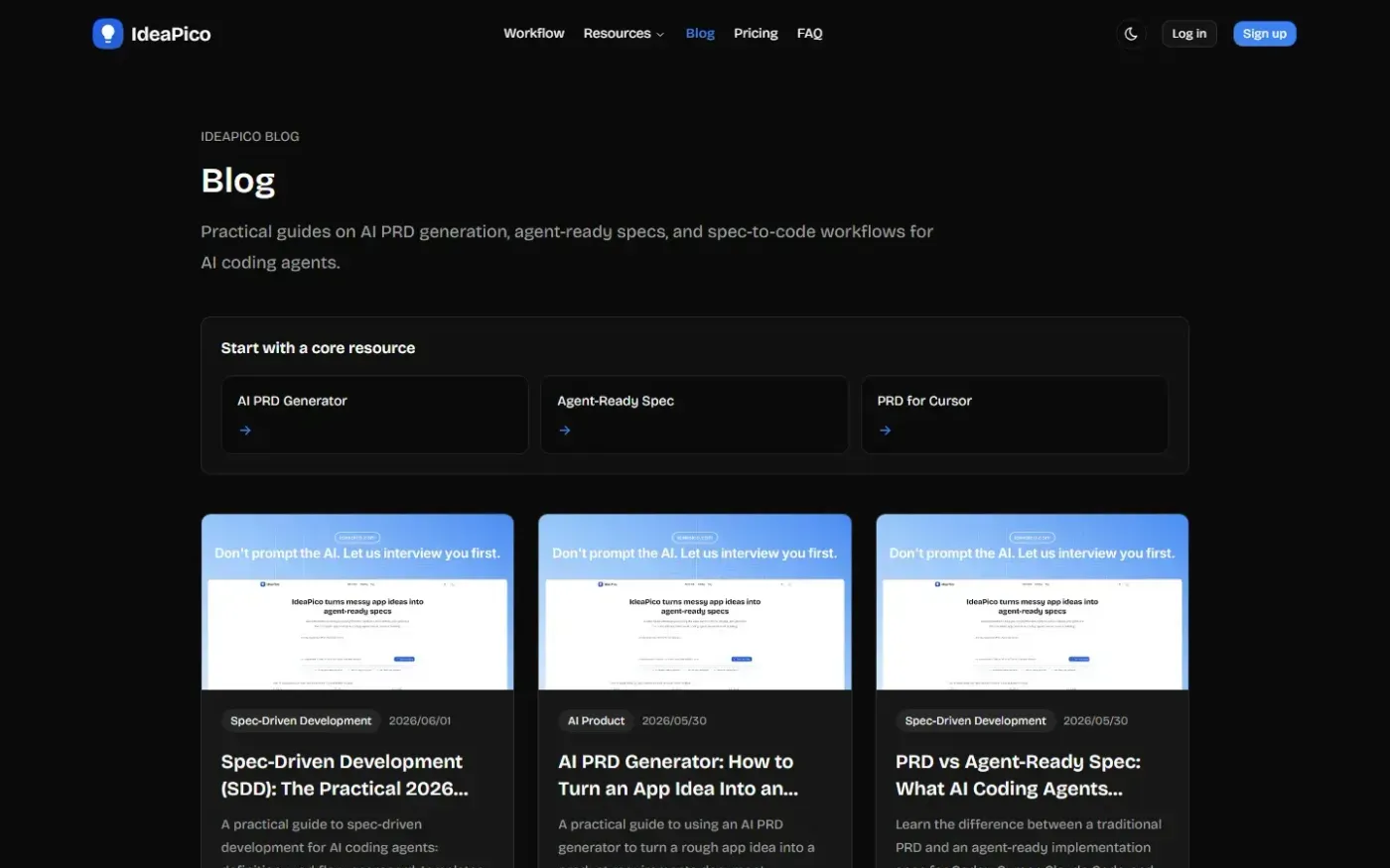 Ideapico — Blog page