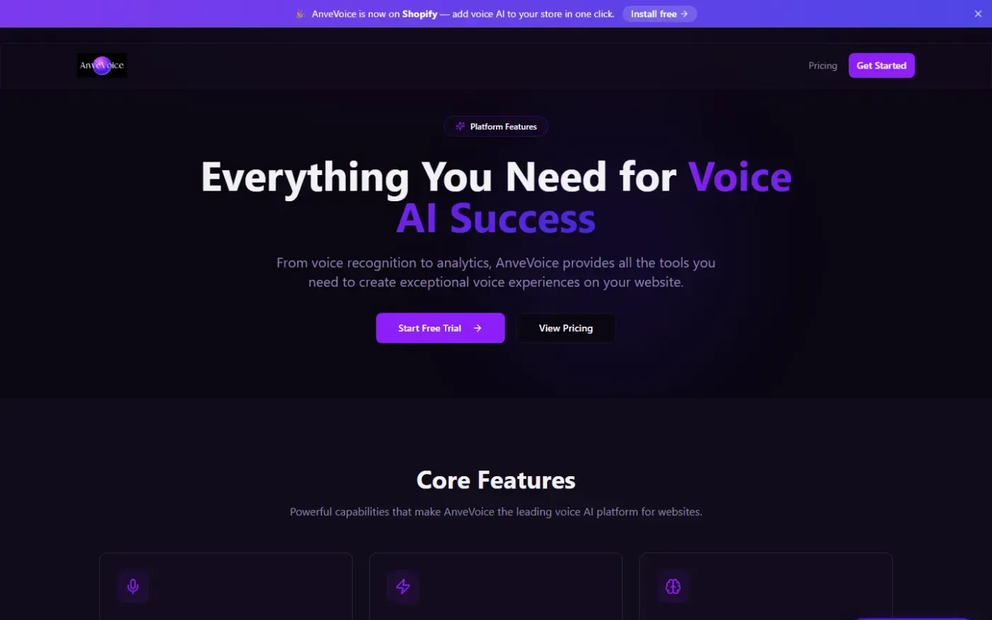Anvevoice — Features page