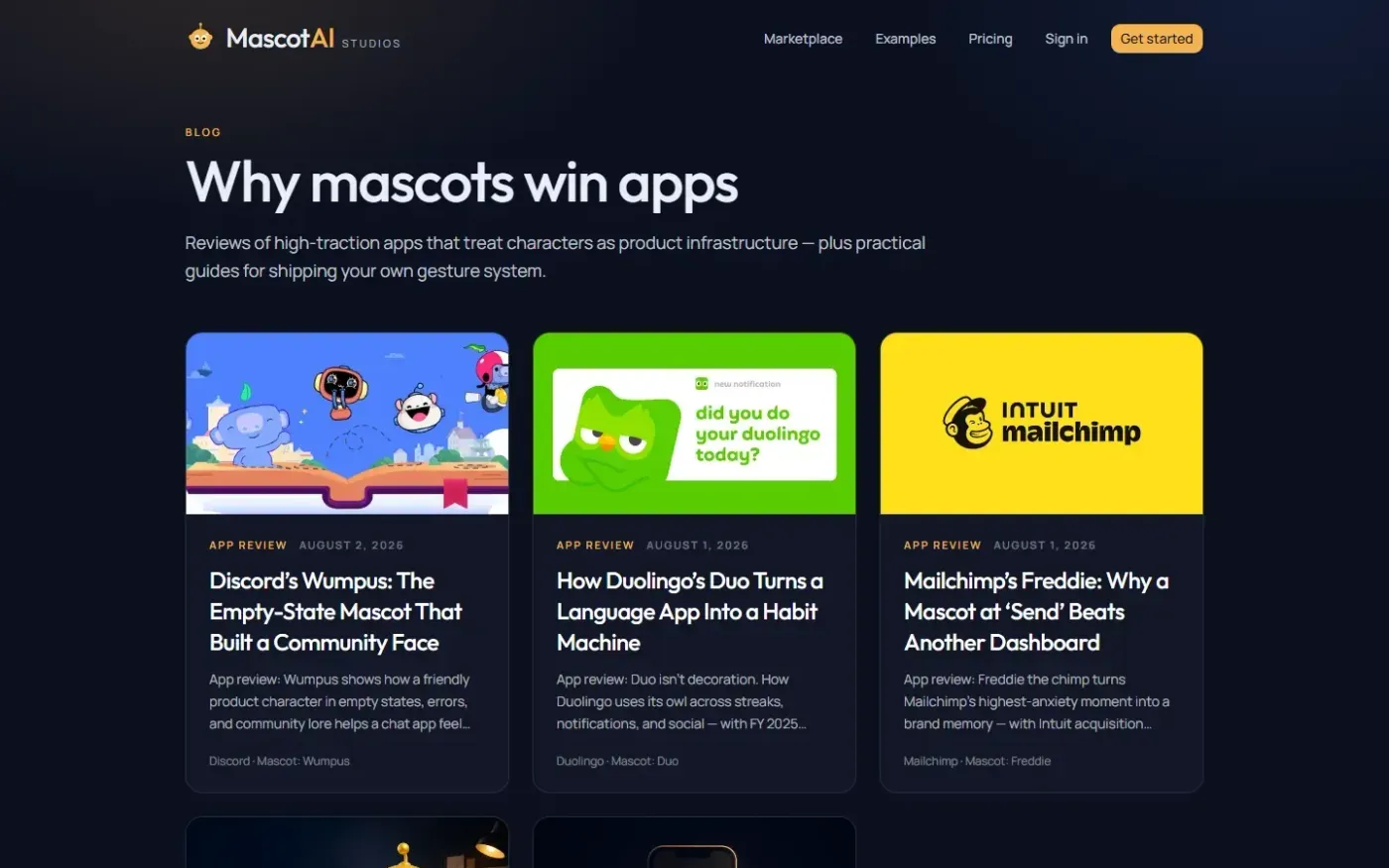 MascotAI — Animated SVG mascot studios for apps that need a personality — Blog page