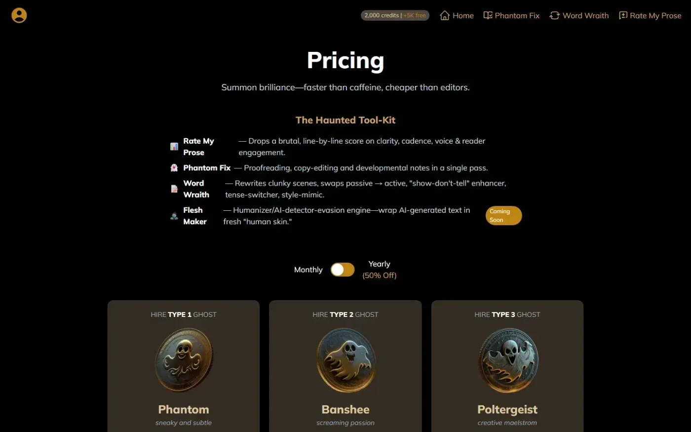 Ghostthewriter — Pricing page
