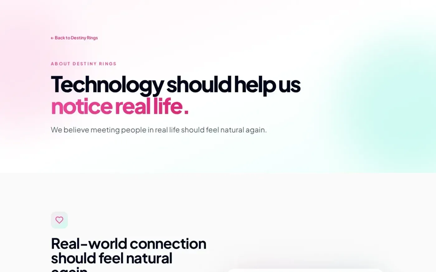 Destiny Rings — Proximity-powered dating, social & networking — About page