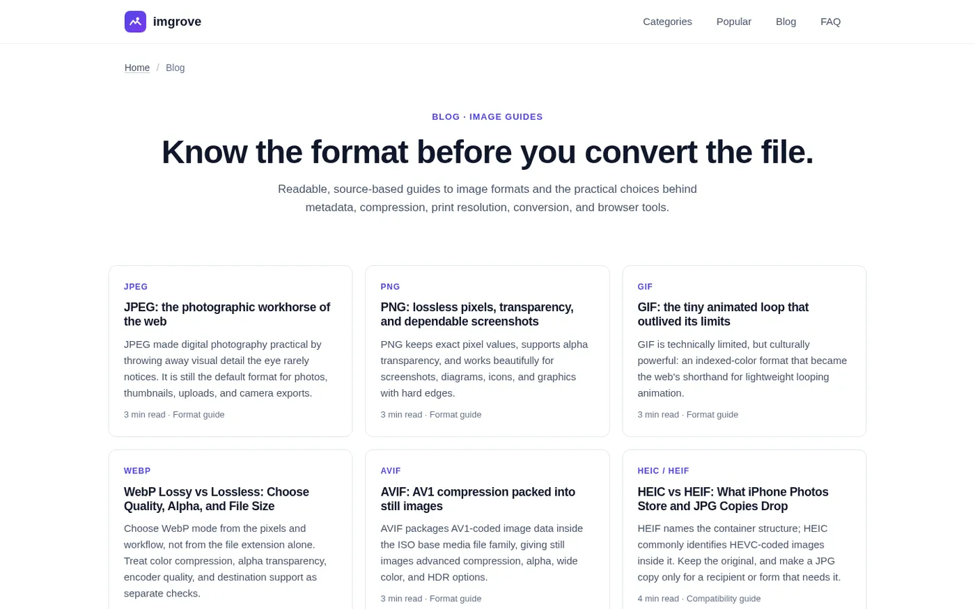 Imgrove — Blog page