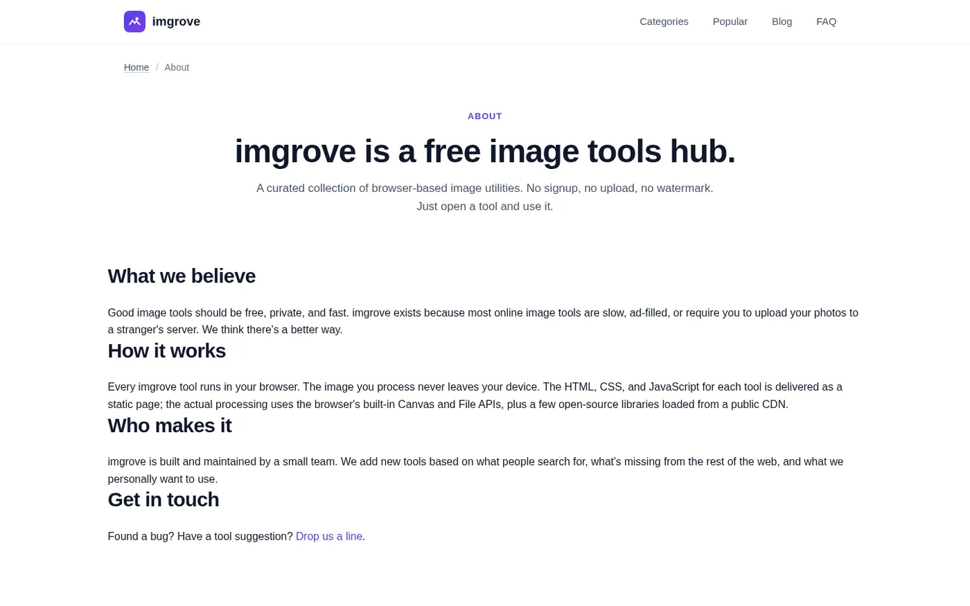 Imgrove — About page