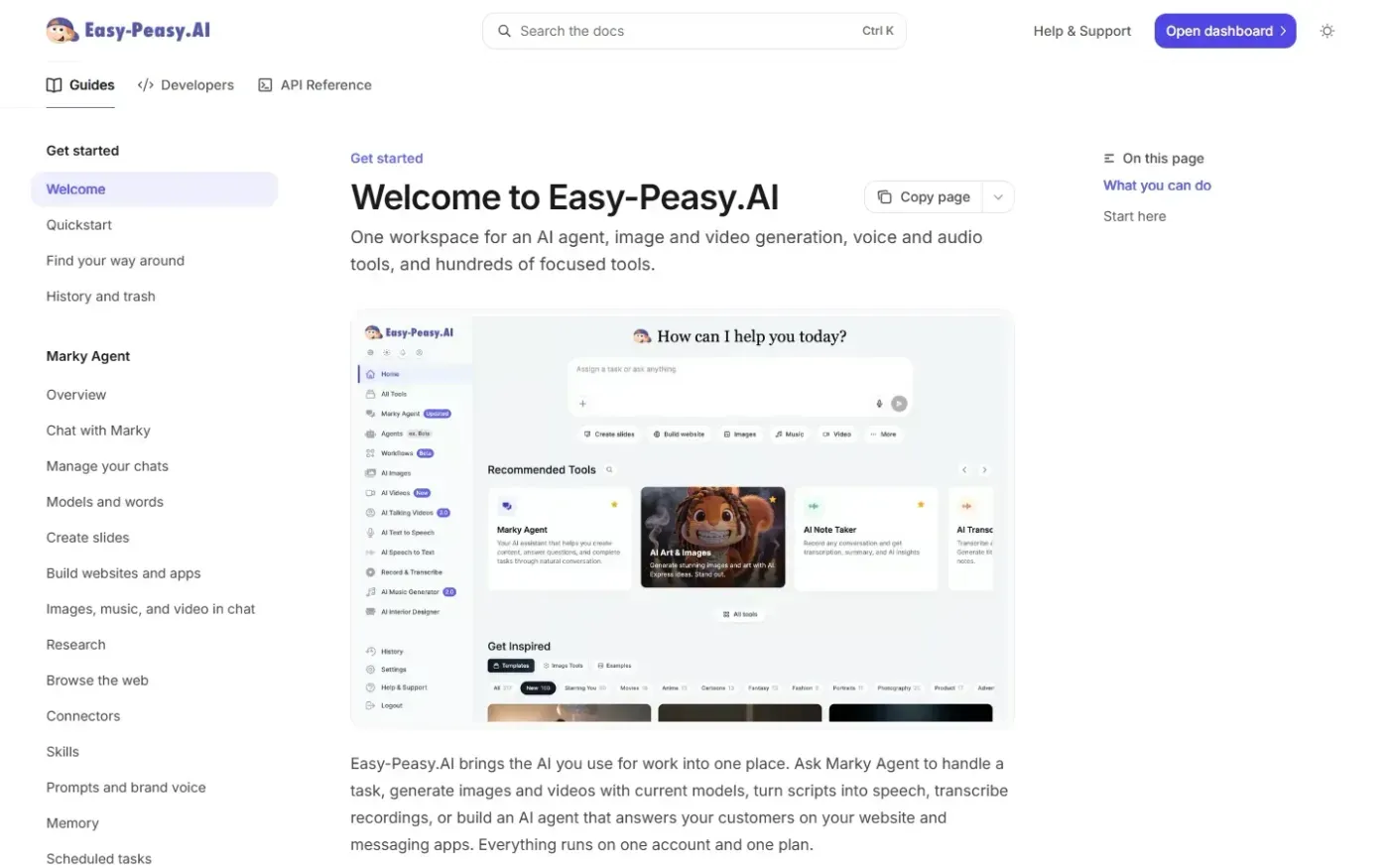 Easy-peasy — Docs page
