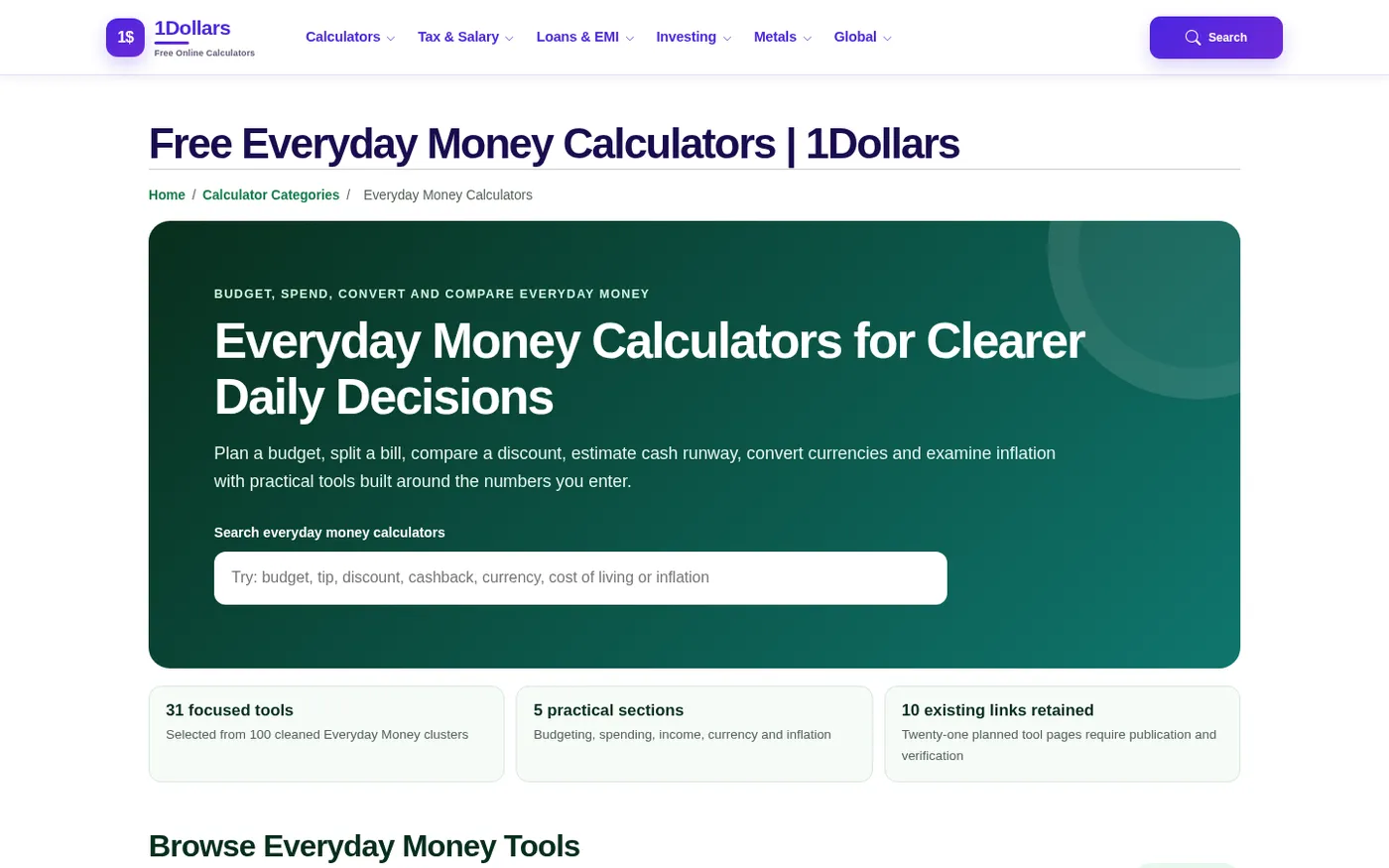 1Dollars — Money, savings & smart spending — simplified — P page