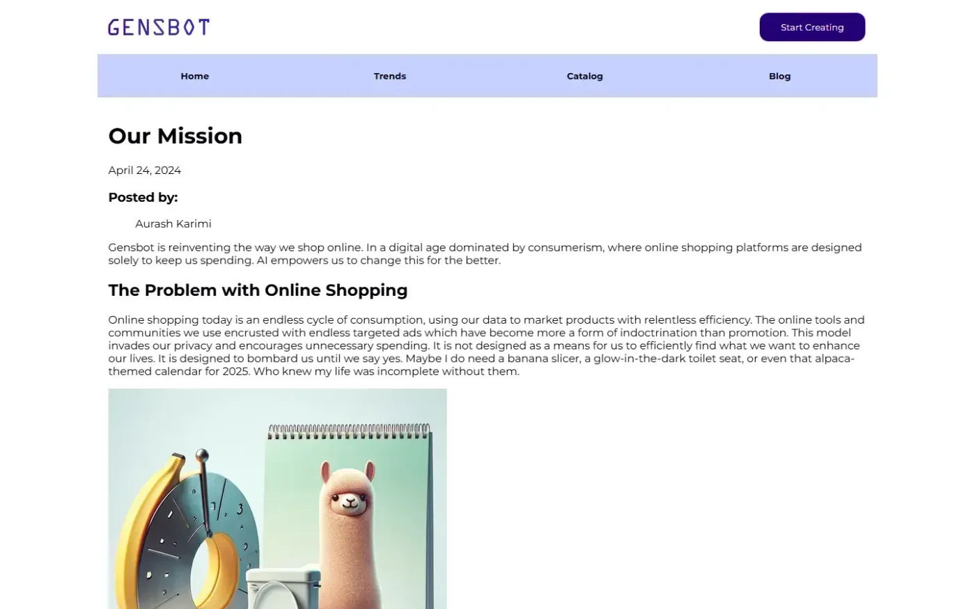 Gensbot — Blog page