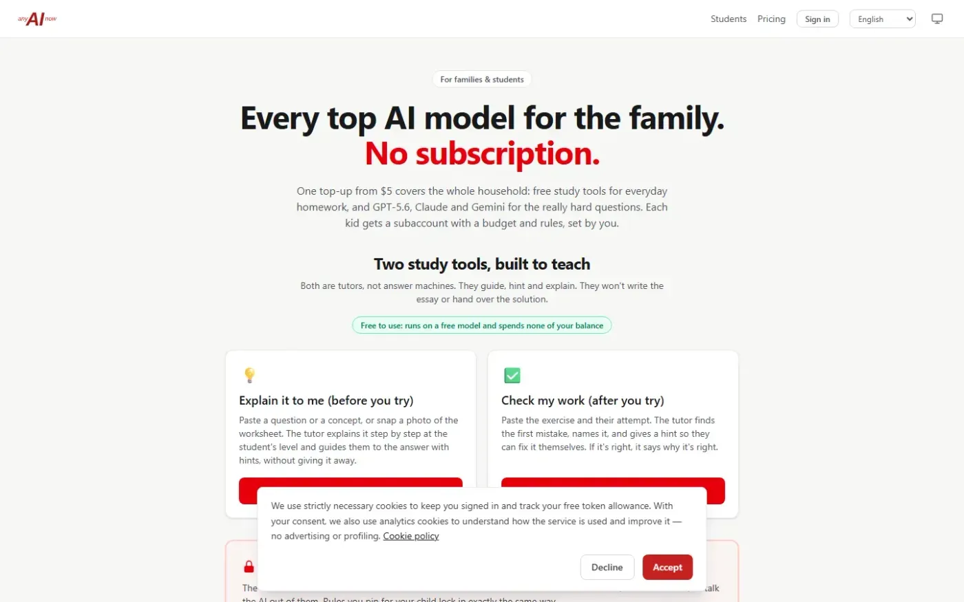 Anyainow — Students page