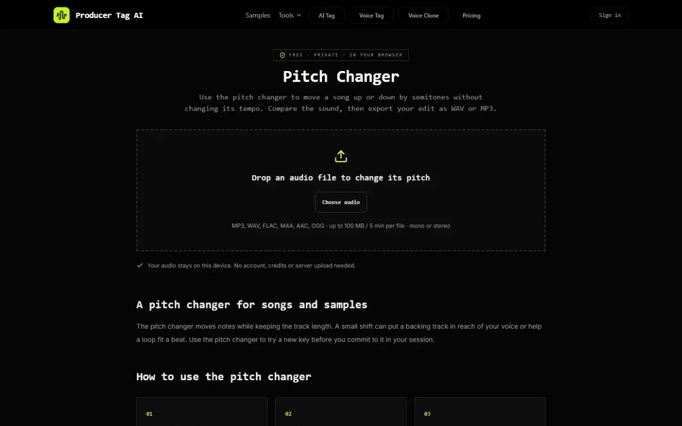 Producertag — Tools page
