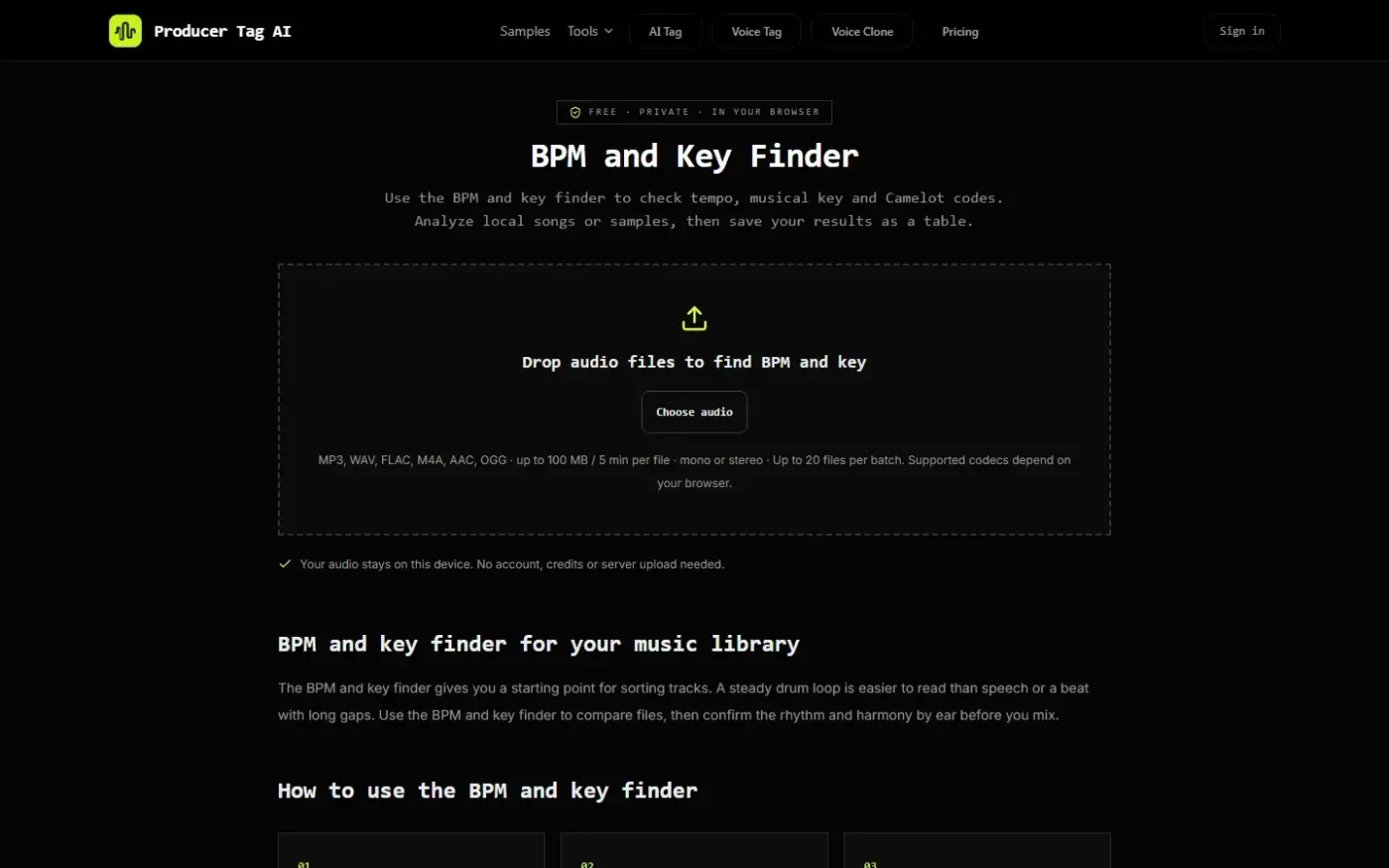Producertag — Tools page
