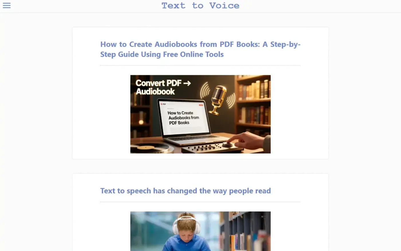 Texttovoice — Blog page